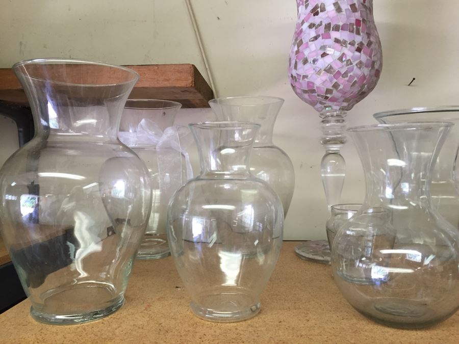 (2) Shelves Of Vases, Candles, And Candle Holders [Photo 2]