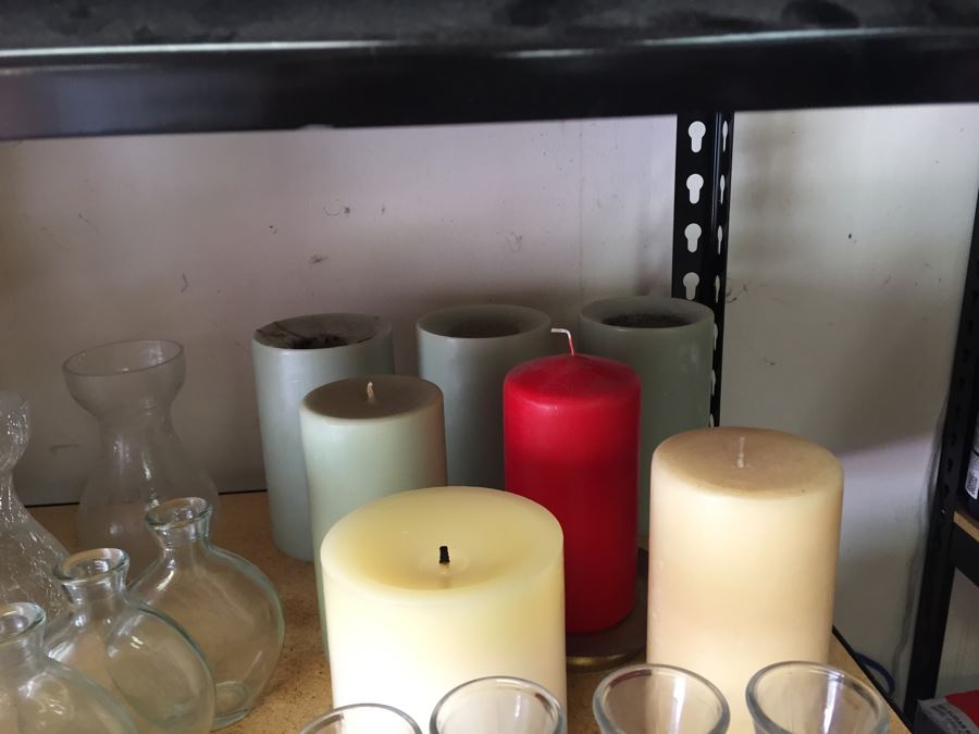 (2) Shelves Of Vases, Candles, And Candle Holders [Photo 11]