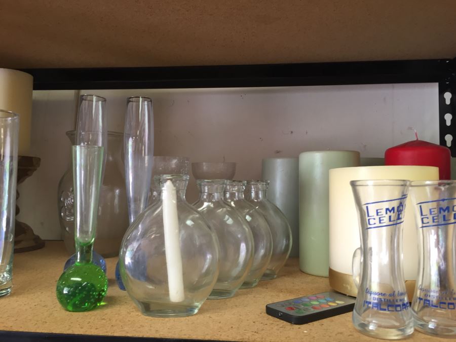 (2) Shelves Of Vases, Candles, And Candle Holders [Photo 8]