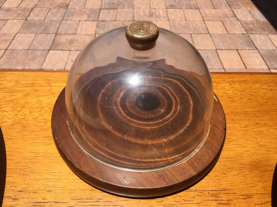 Walnut Wooden Salad Bowl Set, Glass Dome Cheese Plate And Wooden Chip & Dip Vegetable Server [Photo 5]