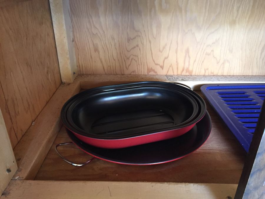 Cabinet Filled With Plates And Serving Pieces And Crock Pot - See Photos [Photo 8]