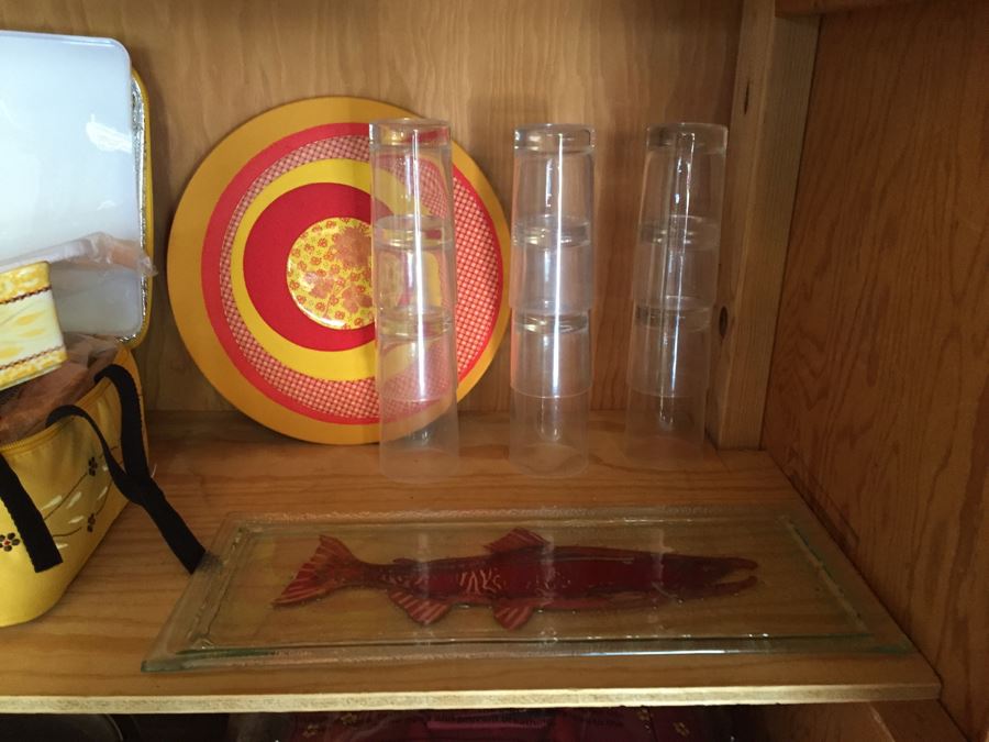 Cabinet Filled With Plates And Serving Pieces And Crock Pot - See Photos [Photo 5]