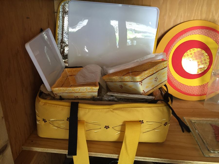 Cabinet Filled With Plates And Serving Pieces And Crock Pot - See Photos [Photo 4]