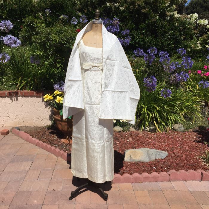 Ladies Formal White Dress With Shawl [Photo 2]