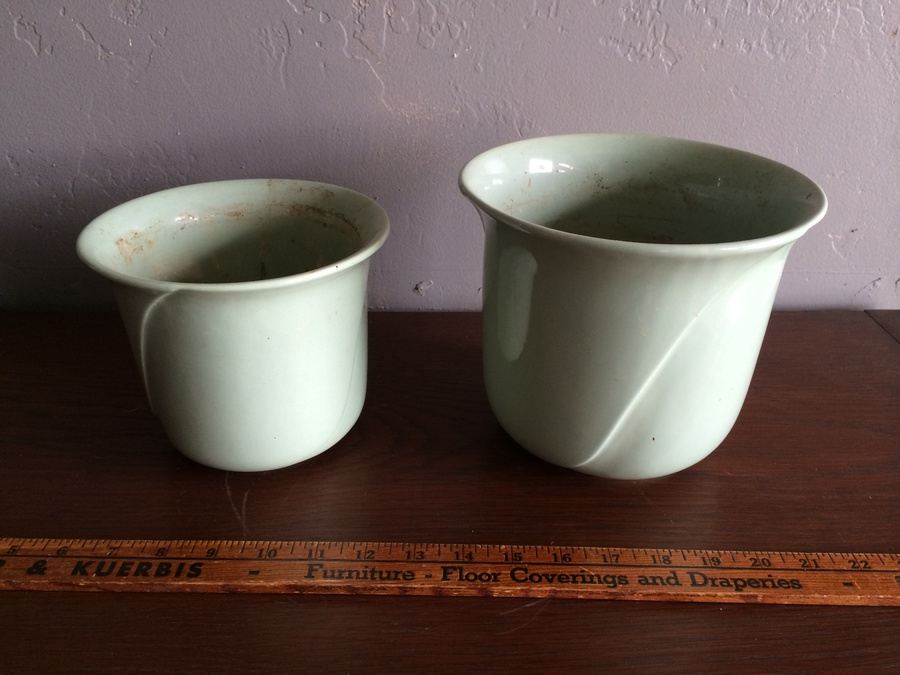 Pair of Dansk Light Green Pots
