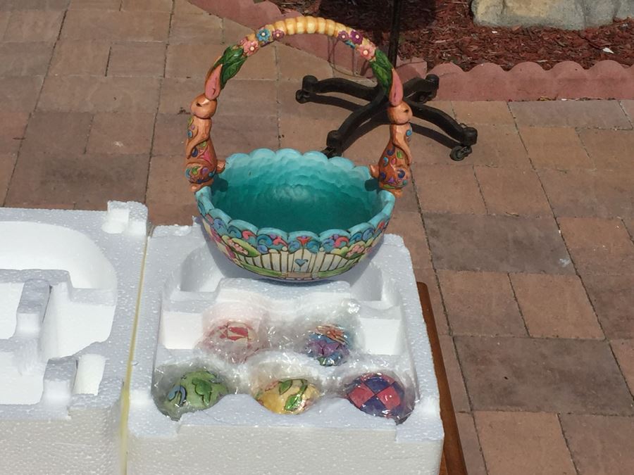 Jim Shore Heartwood Creek Decoration Easter Basket With Eggs And Box [Photo 5]