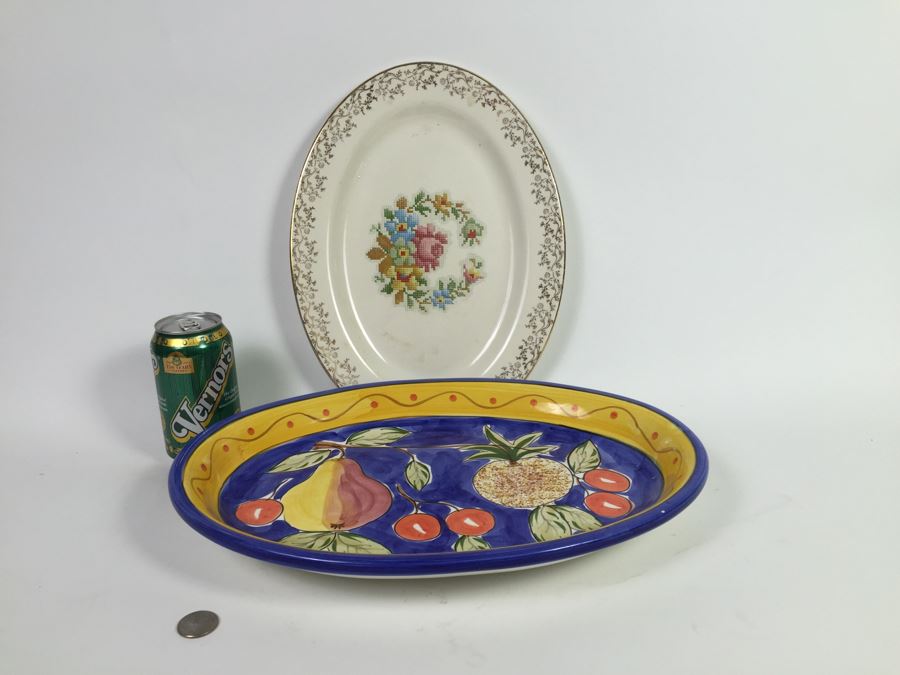 Pair Of Oval Platters One Is Eastern China 24K Gold