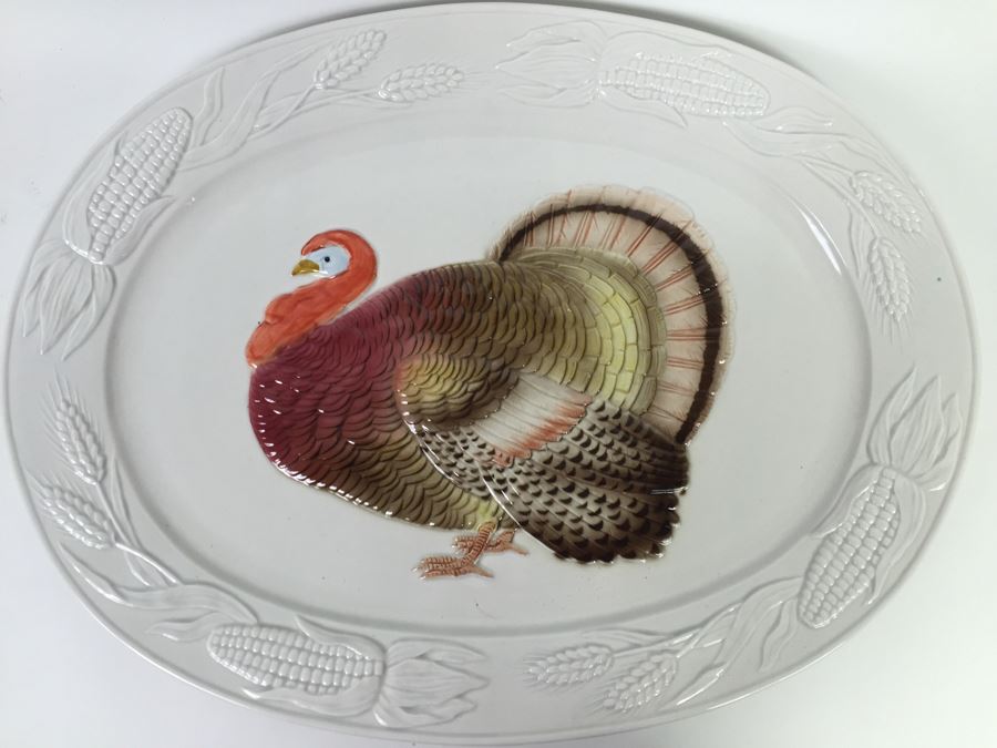 Large Turkey Platter Plate Otagiri Japan And Various Turkey Related Items Thanksgiving [Photo 3]