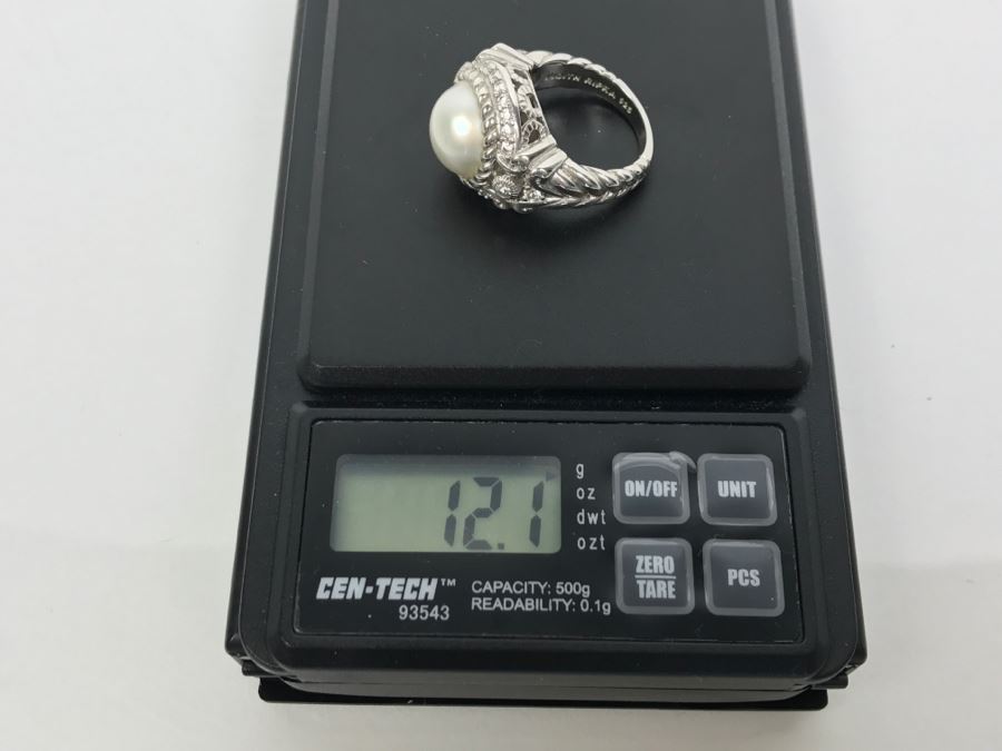 Judith Ripka Sterling Silver CZ Ring 12.1g Size 7 1/4 [Photo 8]