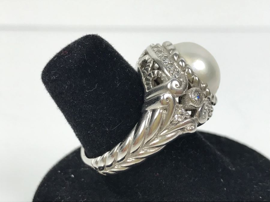 Judith Ripka Sterling Silver CZ Ring 12.1g Size 7 1/4 [Photo 11]