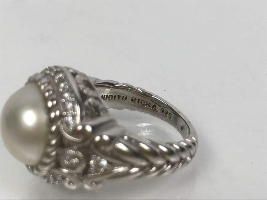 Judith Ripka Sterling Silver CZ Ring 12.1g Size 7 1/4 [Photo 5]