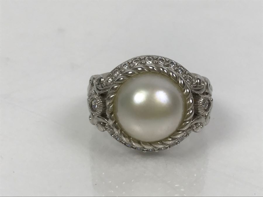 Judith Ripka Sterling Silver CZ Ring 12.1g Size 7 1/4 [Photo 3]