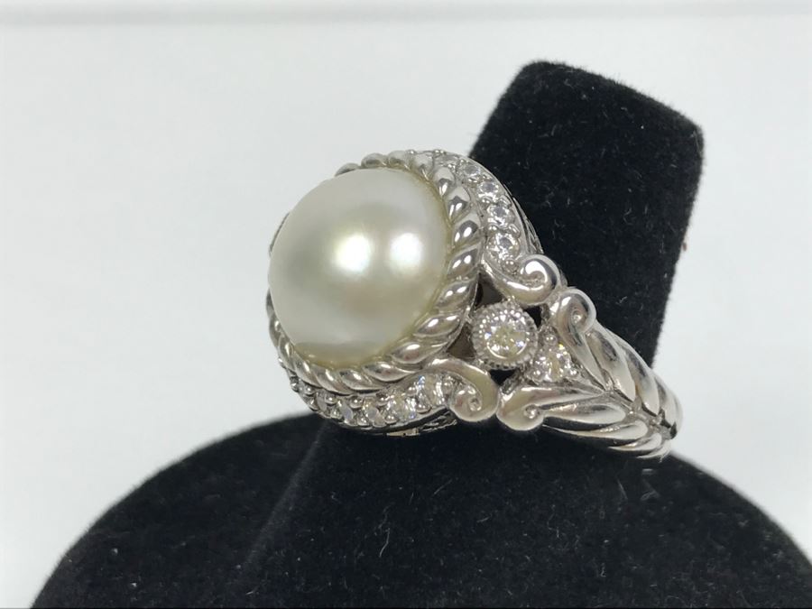 Judith Ripka Sterling Silver CZ Ring 12.1g Size 7 1/4 [Photo 2]