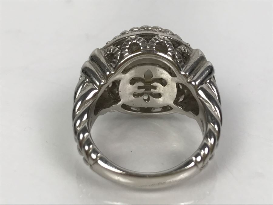 Judith Ripka Sterling Silver CZ Ring 12.1g Size 7 1/4 [Photo 4]