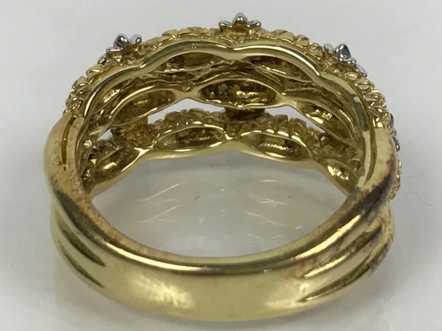 Sterling Silver Gold Tone Ring 8.5g Size 9.5 [Photo 10]