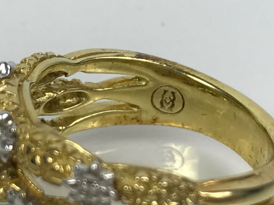 Sterling Silver Gold Tone Ring 8.5g Size 9.5 [Photo 7]