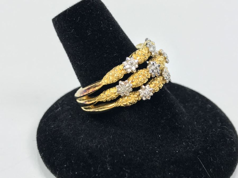 Sterling Silver Gold Tone Ring 8.5g Size 9.5 [Photo 4]