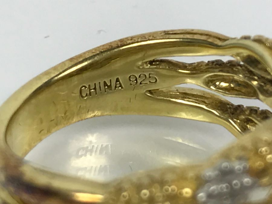 Sterling Silver Gold Tone Ring 8.5g Size 9.5 [Photo 8]