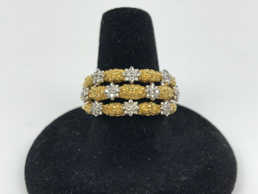 Sterling Silver Gold Tone Ring 8.5g Size 9.5 [Photo 3]