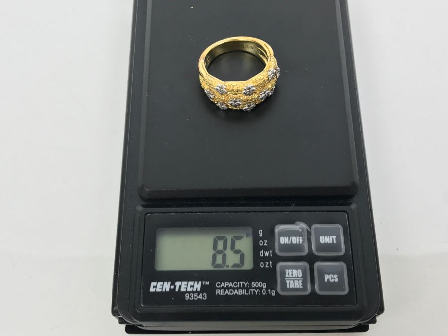Sterling Silver Gold Tone Ring 8.5g Size 9.5 [Photo 11]