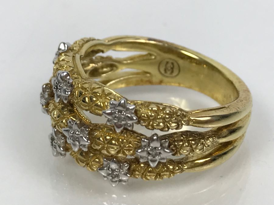 Sterling Silver Gold Tone Ring 8.5g Size 9.5 [Photo 6]