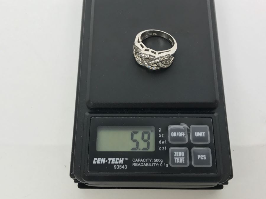 Sterling Silver CZ Ring 5.9g Size 6.5 [Photo 12]