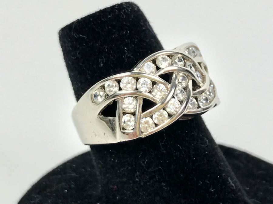 Sterling Silver CZ Ring 5.9g Size 6.5 [Photo 5]