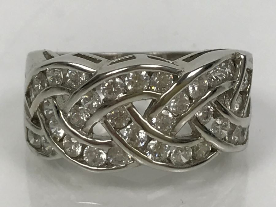 Sterling Silver CZ Ring 5.9g Size 6.5 [Photo 2]