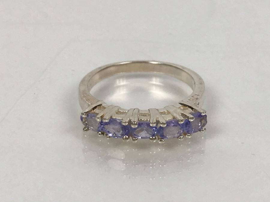 Sterling Silver Ring With Light Blue Purple Stones 2.9g Size 6 3/4 [Photo 7]