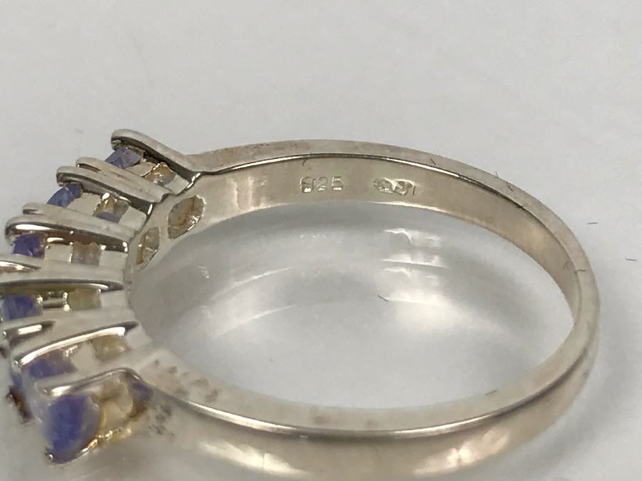 Sterling Silver Ring With Light Blue Purple Stones 2.9g Size 6 3/4 [Photo 9]