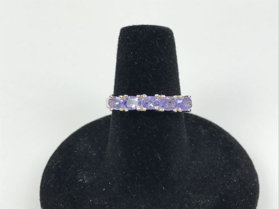 Sterling Silver Ring With Light Blue Purple Stones 2.9g Size 6 3/4 [Photo 3]