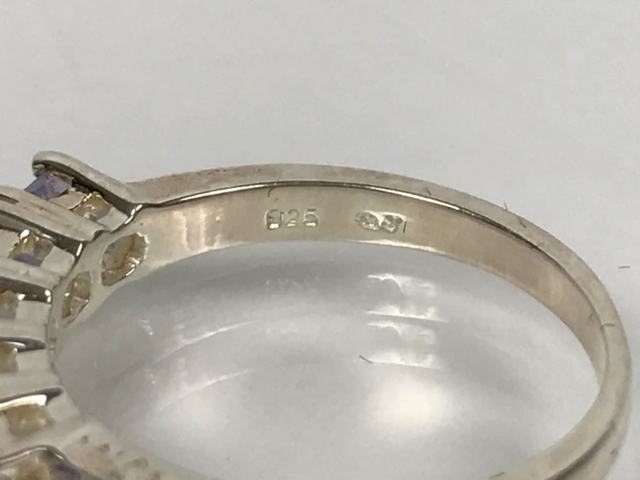 Sterling Silver Ring With Light Blue Purple Stones 2.9g Size 6 3/4 [Photo 10]