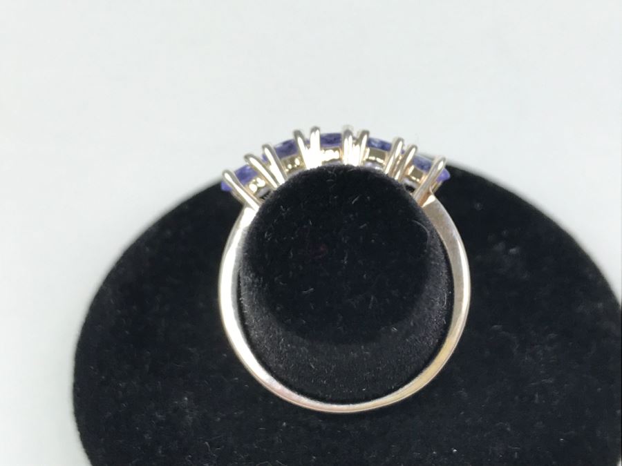 Sterling Silver Ring With Light Blue Purple Stones 2.9g Size 6 3/4 [Photo 6]