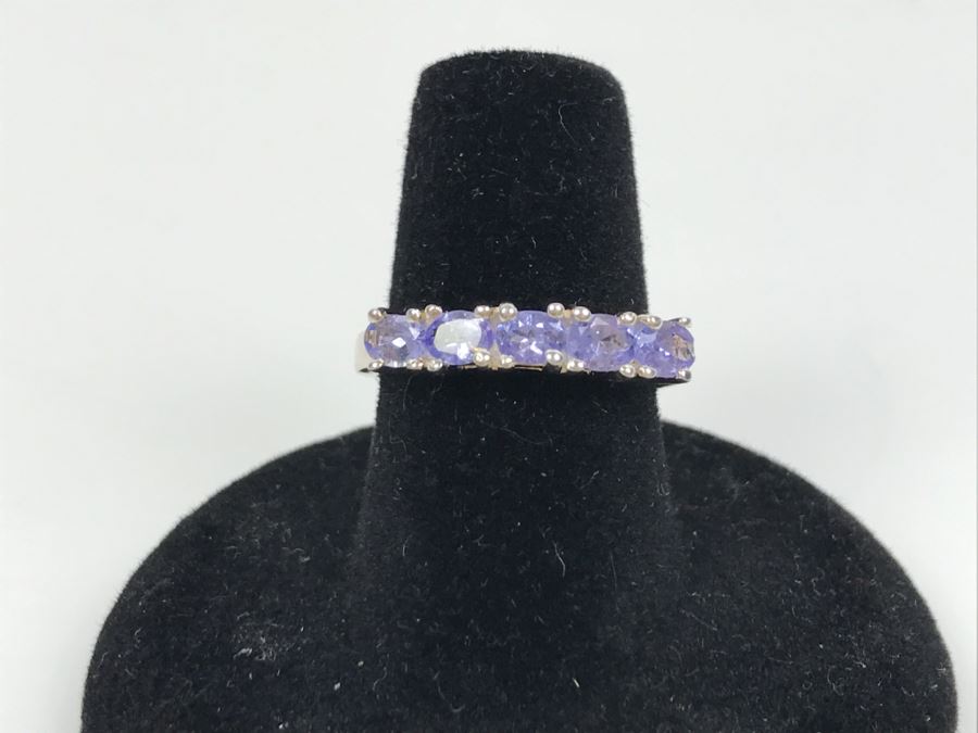 Sterling Silver Ring With Light Blue Purple Stones 2.9g Size 6 3/4 [Photo 2]