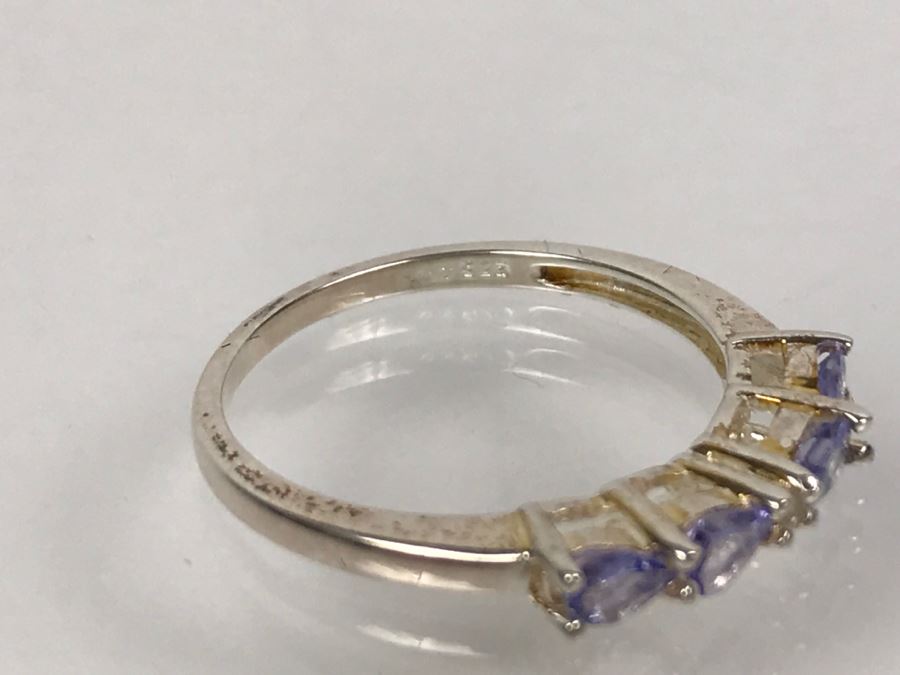 Sterling Silver Ring With Light Blue Purple Stones 1.6g Size 7 [Photo 11]