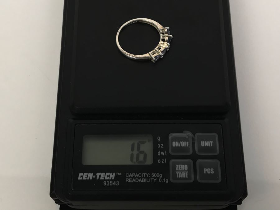 Sterling Silver Ring With Light Blue Purple Stones 1.6g Size 7 [Photo 14]