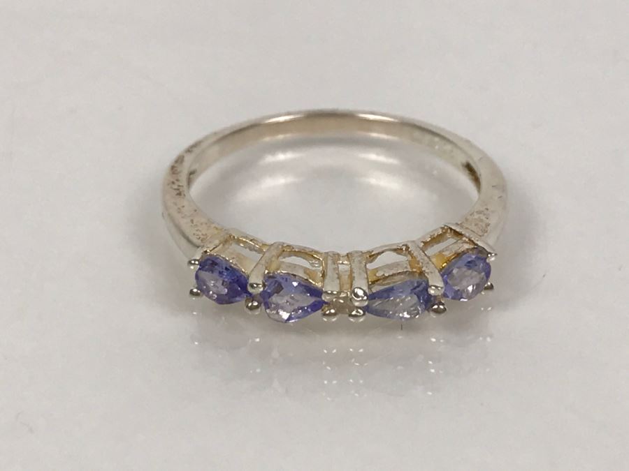 Sterling Silver Ring With Light Blue Purple Stones 1.6g Size 7 [Photo 10]