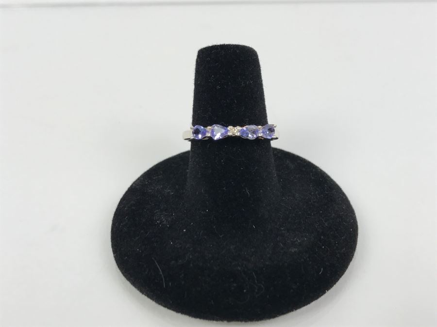Sterling Silver Ring With Light Blue Purple Stones 1.6g Size 7 [Photo 2]