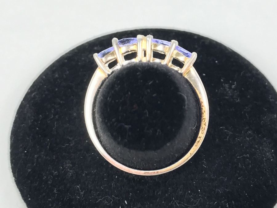 Sterling Silver Ring With Light Blue Purple Stones 1.6g Size 7 [Photo 8]