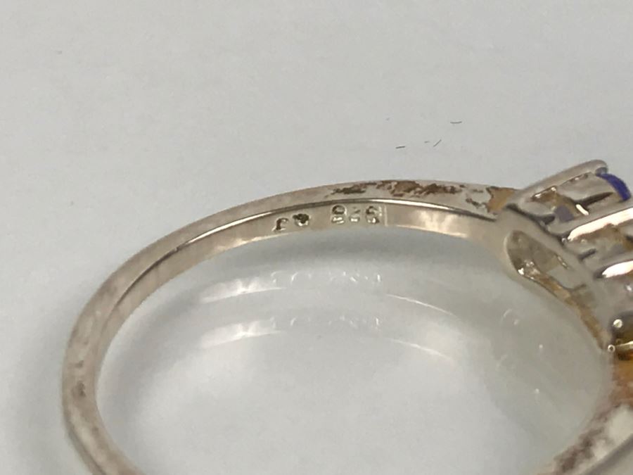 Sterling Silver Ring With Light Blue Purple Stones 1.8g Size 7 1/4 [Photo 8]