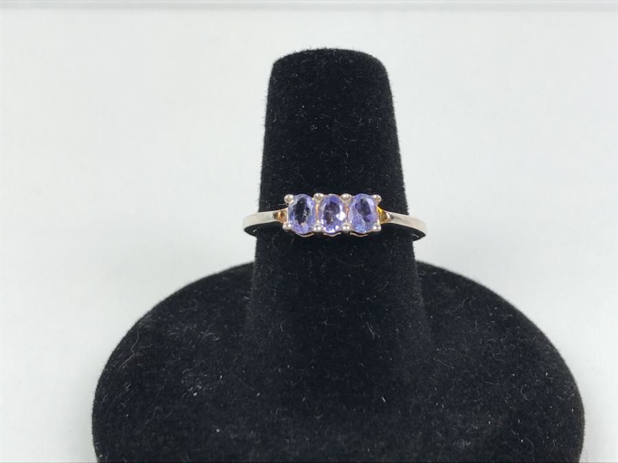 Sterling Silver Ring With Light Blue Purple Stones 1.8g Size 7 1/4 [Photo 3]