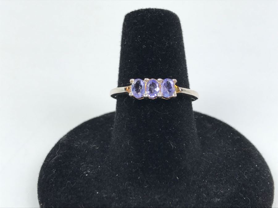 Sterling Silver Ring With Light Blue Purple Stones 1.8g Size 7 1/4 [Photo 2]