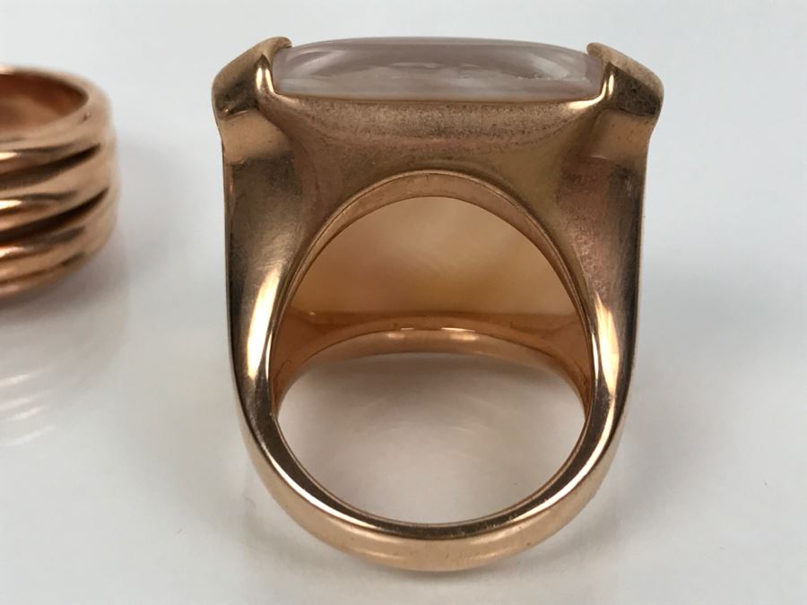 (3) Bronze Milor Italy Rings And Pair Of Earrings (2) Matching Rings Size 8 1/2 (1) Ring Size 9 1/4 [Photo 15]