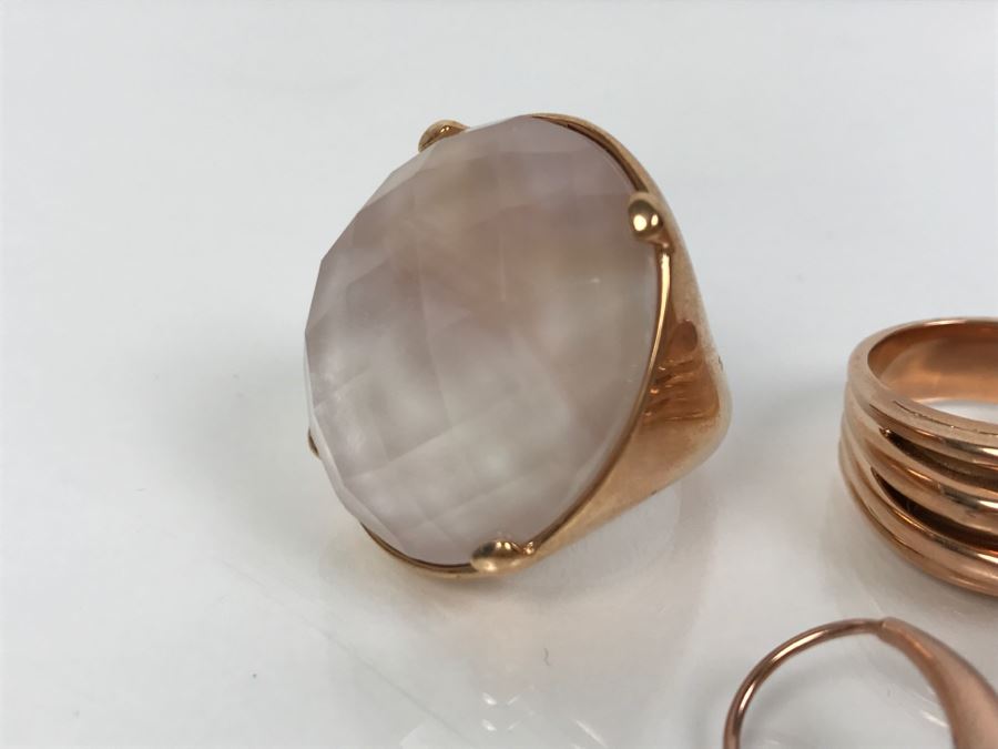 (3) Bronze Milor Italy Rings And Pair Of Earrings (2) Matching Rings Size 8 1/2 (1) Ring Size 9 1/4 [Photo 7]