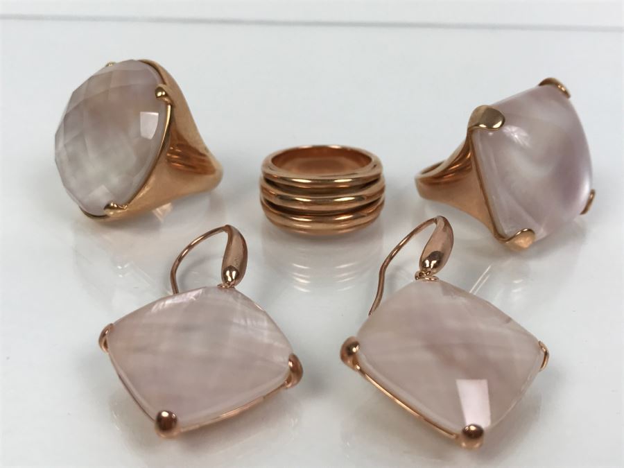 (3) Bronze Milor Italy Rings And Pair Of Earrings (2) Matching Rings Size 8 1/2 (1) Ring Size 9 1/4 [Photo 5]