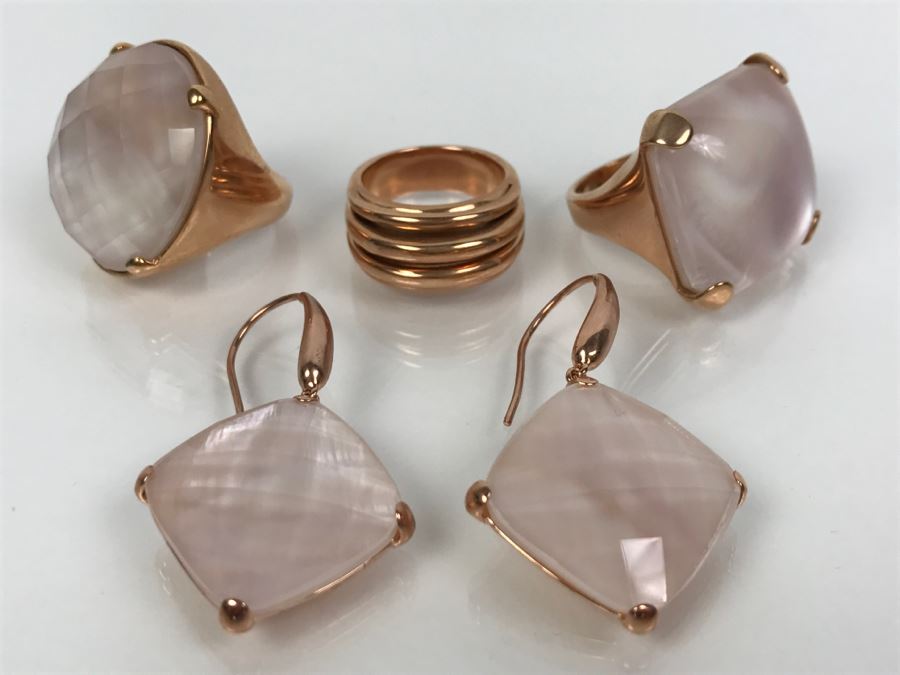 (3) Bronze Milor Italy Rings And Pair Of Earrings (2) Matching Rings Size 8 1/2 (1) Ring Size 9 1/4 [Photo 4]