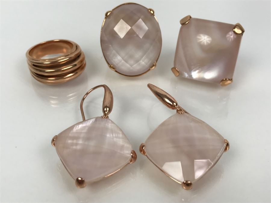 (3) Bronze Milor Italy Rings And Pair Of Earrings (2) Matching Rings Size 8 1/2 (1) Ring Size 9 1/4 [Photo 2]