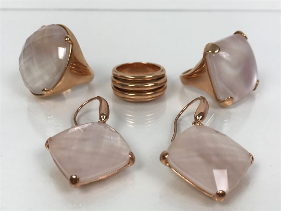 (3) Bronze Milor Italy Rings And Pair Of Earrings (2) Matching Rings Size 8 1/2 (1) Ring Size 9 1/4 [Photo 3]