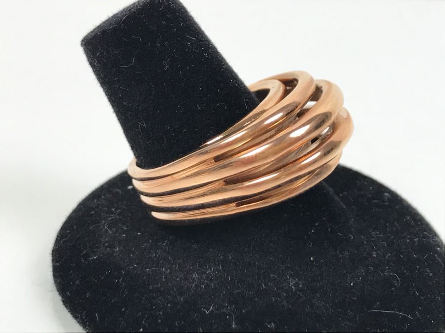 (3) Bronze Milor Italy Rings And Pair Of Earrings (2) Matching Rings Size 8 1/2 (1) Ring Size 9 1/4 [Photo 26]