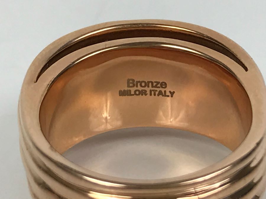 (3) Bronze Milor Italy Rings And Pair Of Earrings (2) Matching Rings Size 8 1/2 (1) Ring Size 9 1/4 [Photo 22]